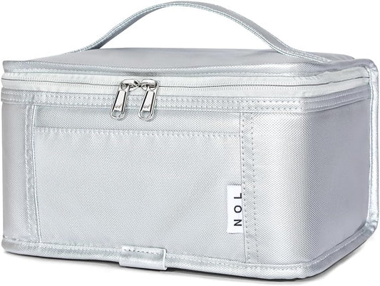 NOL Natural Organic Lifestyle Small Lunch Bag Mini Lunch Box Insulated Lunch Bag for Men/Women Leakproof Cooler Tote Bag Lightweight Nylon Waterproof Lunch Box For Work, Silver