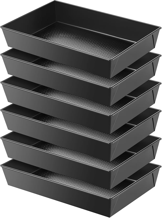 6 Pcs Detroit Style Pizza Pan 10 x 14 x 2.36 Inch Non Stick Rectangle Deep Pizza Pans Pre Seasoned Carbon Steel Sicilian Style Pan Dish Bakeware Kitchenware