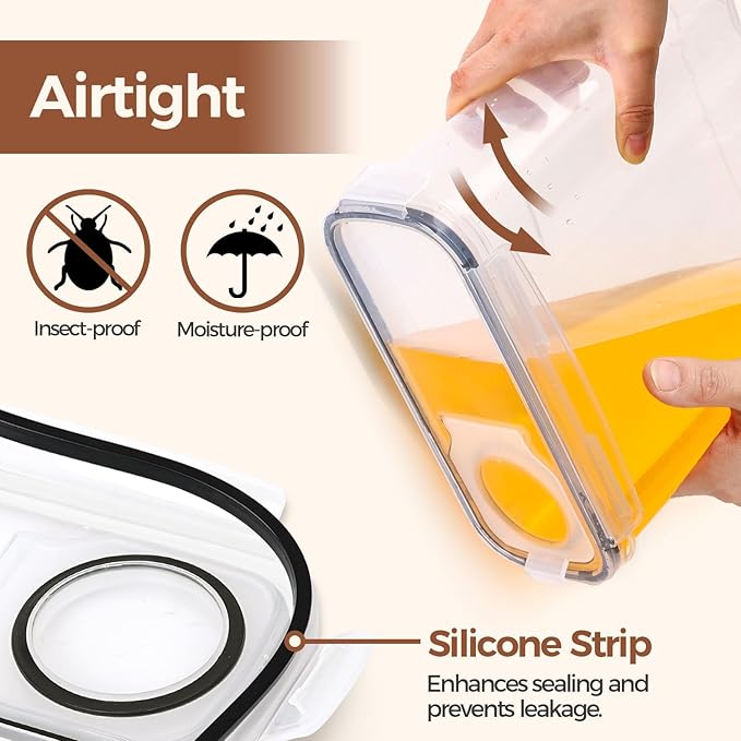 ComSaf Cereal Storage Containers Set (6.3L / 6.7Qt) – Airtight Food Storage with Lids, Pantry Organizer for Rice, Sugar, Flour