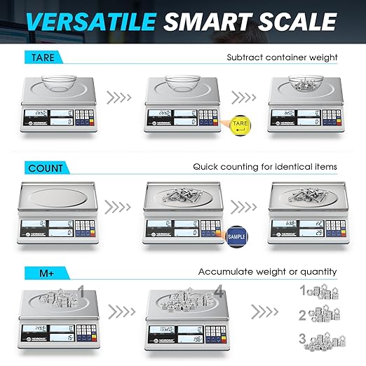 Industrial Counting Scale for Small Parts - 30kg/66lb Digital Gram Scale with 1g Precision, kg/g/lb Switchable Electronic Scale for Jewelry Coin, Precious Metals & Piece Counting Scales
