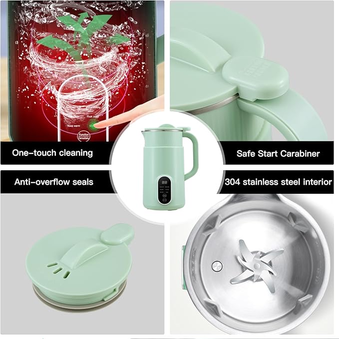 Soya Milk Maker With Delay Start/Heat/Self-Cleaning/Heat Oven Function Milk Maker For Homemade Milk, Oatmeal And Soya Milk