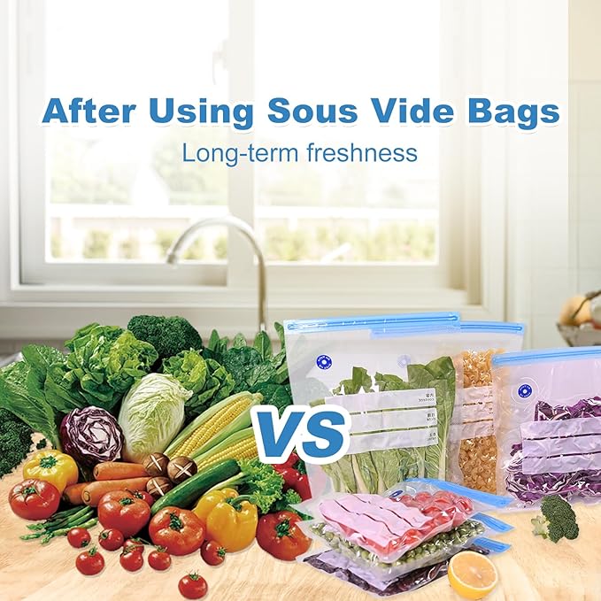Sous Vide Bags, 50 PCS 10"X11" Reusable Vacuum Seal Bags for Food,Vacuum Zipper Sealer Bag, Sous Vide Cooking,Freezer Safe,Microwave Heating and Food Storage