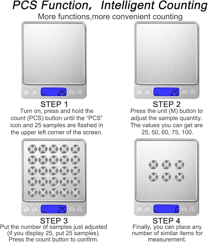 Digital Kitchen Scale with 2 Trays, Diyife 500g/0.01g High Precision Cooking Food Scale, Mini Gram Scale with LCD Display, 6 Units, Auto Off, Tare Function, Girls Gift (Batteries Included)