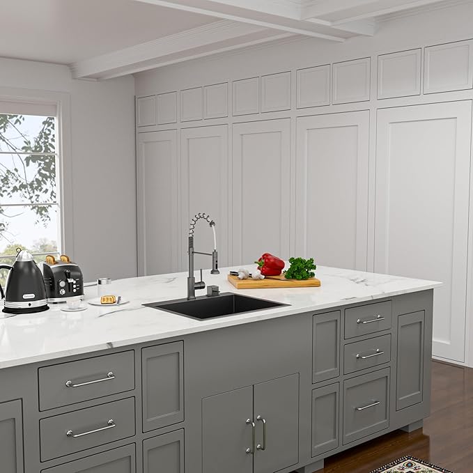 Lordear 25 Drop In Kitchen Sink 25 x 22 inch Gunmetal Black Drop Sink 16 Gauge Stainless Steel Single Bowl Topmount Over Counter Bar Prep Kitchen Sinks Basin