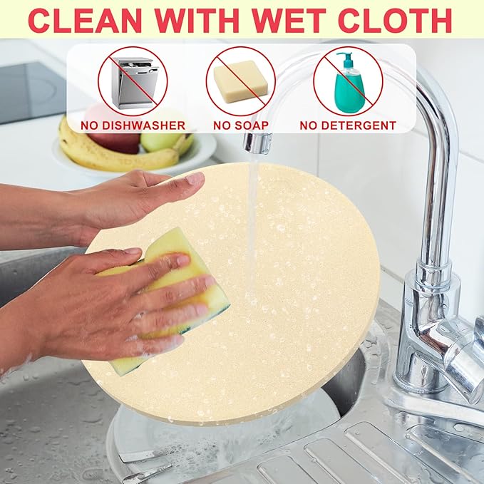 "DcYourHome Round Pizza Stone with Rack for Oven, BBQ Grilling, Natural Cordierite Pizza Stone Kit with Pizza Peel & Plastic Scraper for Baking Bread, 14 inch Universal High Temperature Baking Stone"