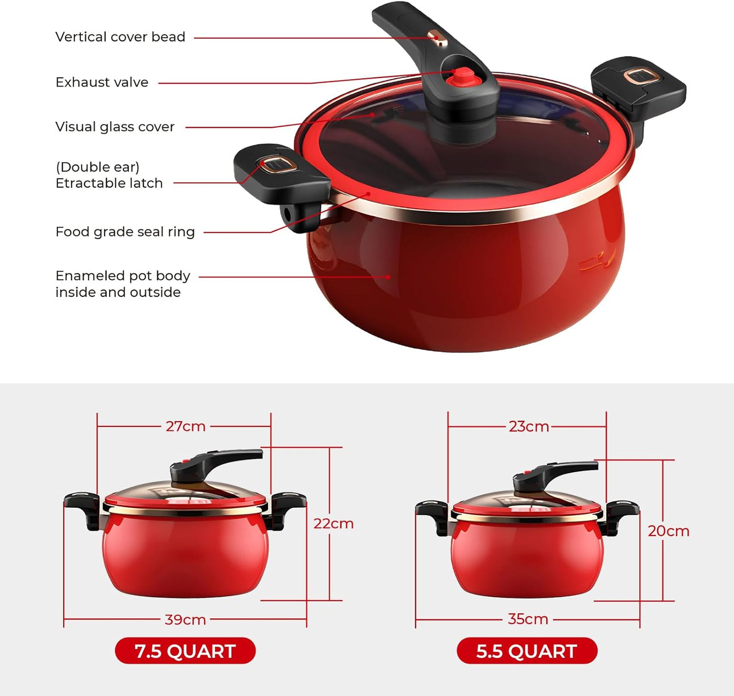 Nonstick Ceramic Coated Sauce Pan with Lid Blue Crock Pot with Twist & Lock Handles, Micro Pressure Cooker Versatile Stockpot with Lid, Bottom Big Soup Canning Pots,Simmer Pots (BLUE, 7.5Quarts)