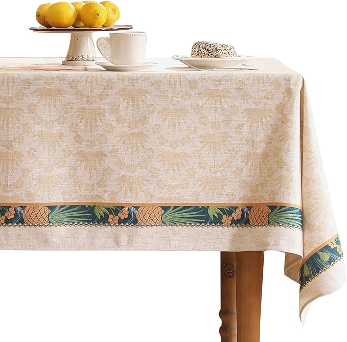 patdrea Designer Small Orange Tablecloth for Square Tables,Pineapple Tree Pattern Linen Tablecloth,Tropical Style Fruit Table Cover Cloth Decor for Kitchen Dining Christmas,55"*55"