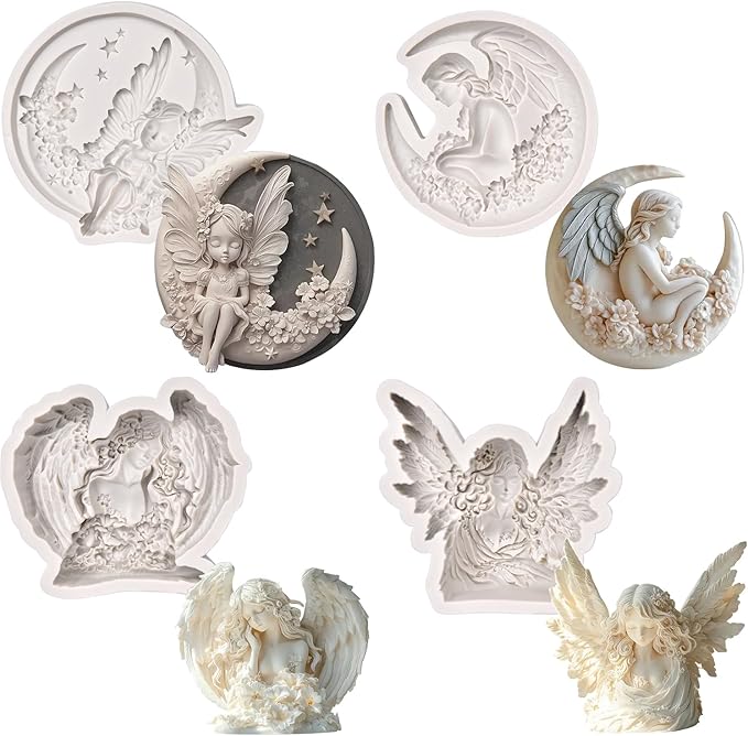 (Four-piece set) Moon angel, wing girl angel, DIY silicone mold, cake chocolate mold wedding cake decoration