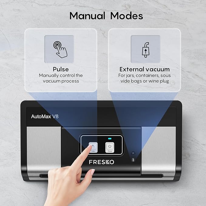 Fully Automatic Vacuum Sealer, 95Kpa Powerful Food Vacuum Sealer Machine, Auto Dry-Wet Detection | Bag Cutter | 2 Rolls Bags & 100 Pcs Precut Bags | Effortless Operation, Silver - Black