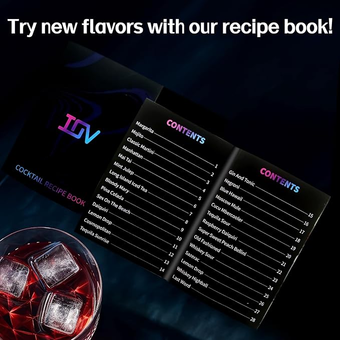 IOV Cocktail Shaker Bar Set, 24oz Martini Shaker with Built-in Strainer, Bar Tool Kit with Recipes Booklet, Professional Stainless Steel Large Bartender Drink Shaker Margarita Alcohol Mixer-Rainbow