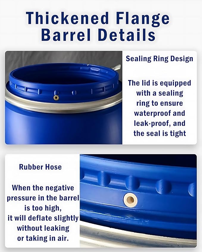 Plastic Barrels,Water Storage Barrel,Food Grade Barrel,Water Drums for Outside,for A Reliable Source of Drinking Water