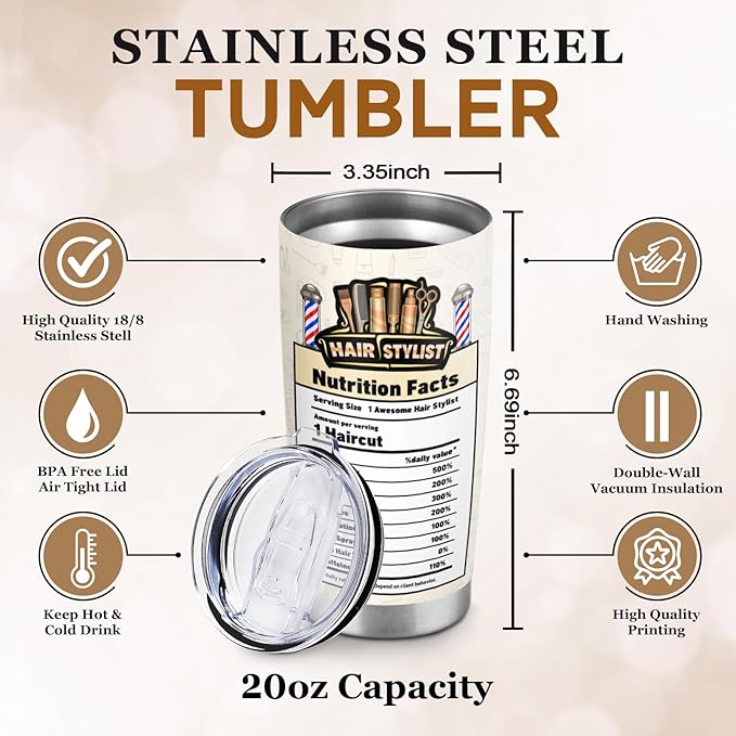 Hairstylist Gifts, Unique Hairstylist Appreciation Gift, 20 Oz Stainless Steel Insulated Tumblers With Lid, Hairdresser Thematic Thank You, Birthday Christmas Gifts for Hairdressers