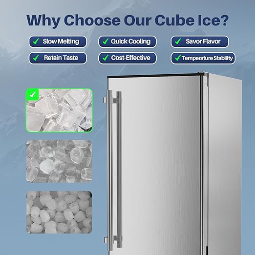 Coolake 15 Inch Wide Under Counter Ice Maker, 80lbs/Day Built-in Freestanding Ice Machine with 25lbs Storage Bin, Stainless Steel Self-Cleaning LCD Panel, Under Cabinet Ice Maker for Home Office