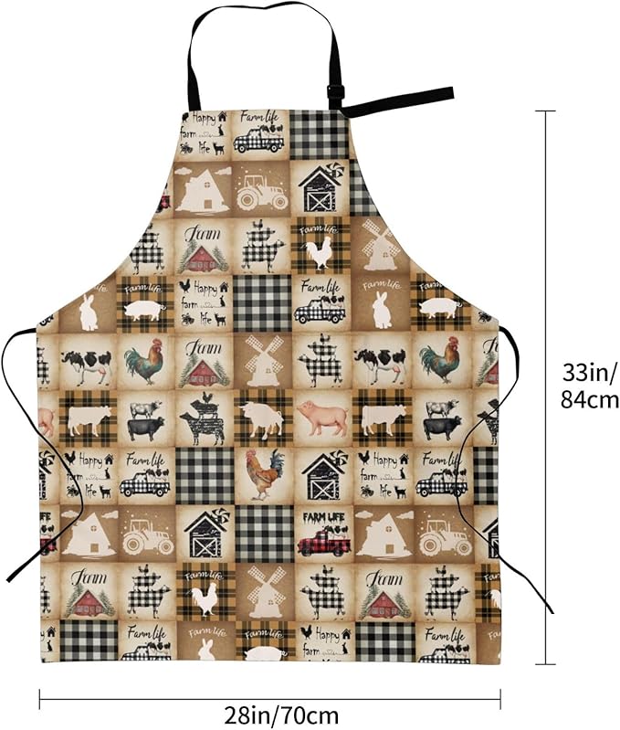 Funny Animal Apron with 2 Pockets Waterproof for Men Women Kitchen Garden Decor