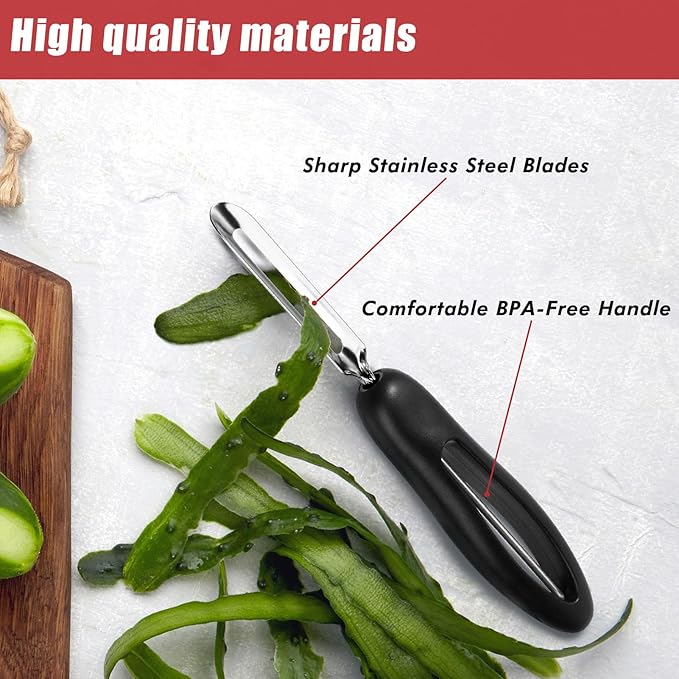 Professional #1071 Vegetable Peeler, Stainless Steel Fruit Potato Peeler, Swivel Vegetable Peeler with Easy Grip Ergonomic Handle & Ultra Sharp Stainless Steel Blades, 7 1/4 Inch Black