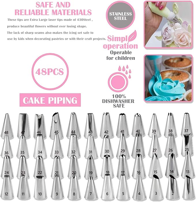 Cake Decorating Supplies Kit 464 Pcs with Non-Slip Cake Turntable and Springform Cake Pans，Icing Piping Tips Set，Chocolate Mould & Muffin Cups，Baking Supplies for Beginners and Cake Lovers