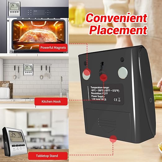 YFL Digital Meat Thermometer with Timer Mode and Backlight, Stainless Steel BBQ Food Thermometer, Premium Cooking Thermometer for Oven BBQ Grill Smoker Beef Turkey Camping & Kitchen Gadgets