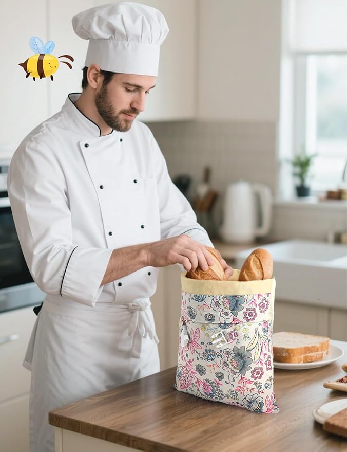 Reusable Bread Bags for Homemade Bread, 2 Pack XL Cotton Beeswax Bag for Sourdough, Beeswax Bags, Sourdough Storage Bag