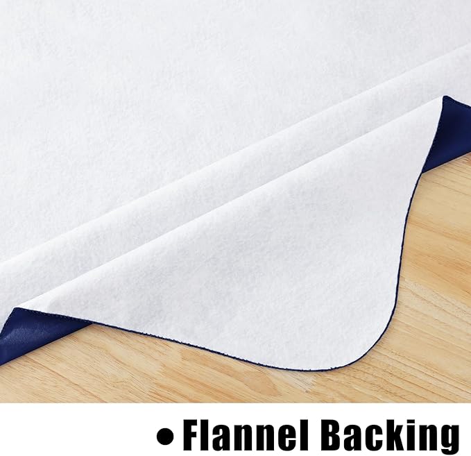 homing Rectangle Vinyl Tablecloth, Waterproof Spillproof Plastic Flannel Backed Table Cloth, Wipe Clean Table Cover for Dining, Buffet Parties and Camping (Navy Blue, 60" x 102")
