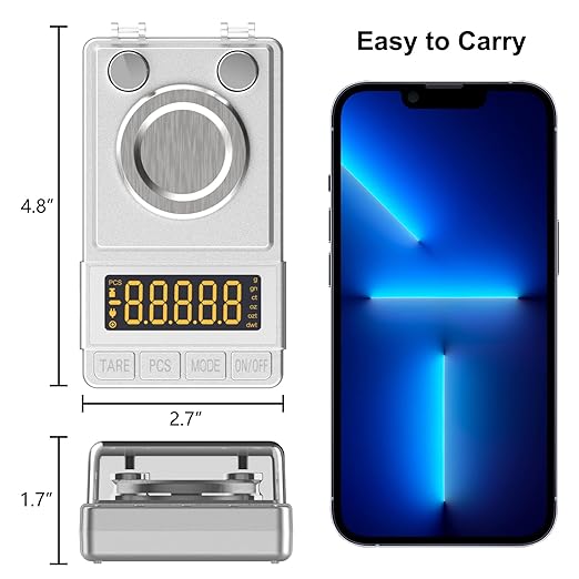 MAXUS Milligram Scale 100g/0.001g Sliver, Mg Scale with 20g Calibration Weight and Accessories, Sliver Powder Scale for Reloading
