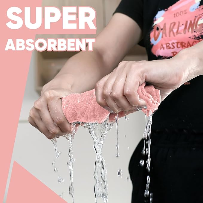 Oven Mitts Kitchen Towels Dishcloths with Pot Holders Sets 12PCS, Dish Towels Sets, Oven Gloves Pot Pads Heat Resistant 500 Degrees with Non-Slip Silicone Surface for Cooking Baking Grilling-Pink