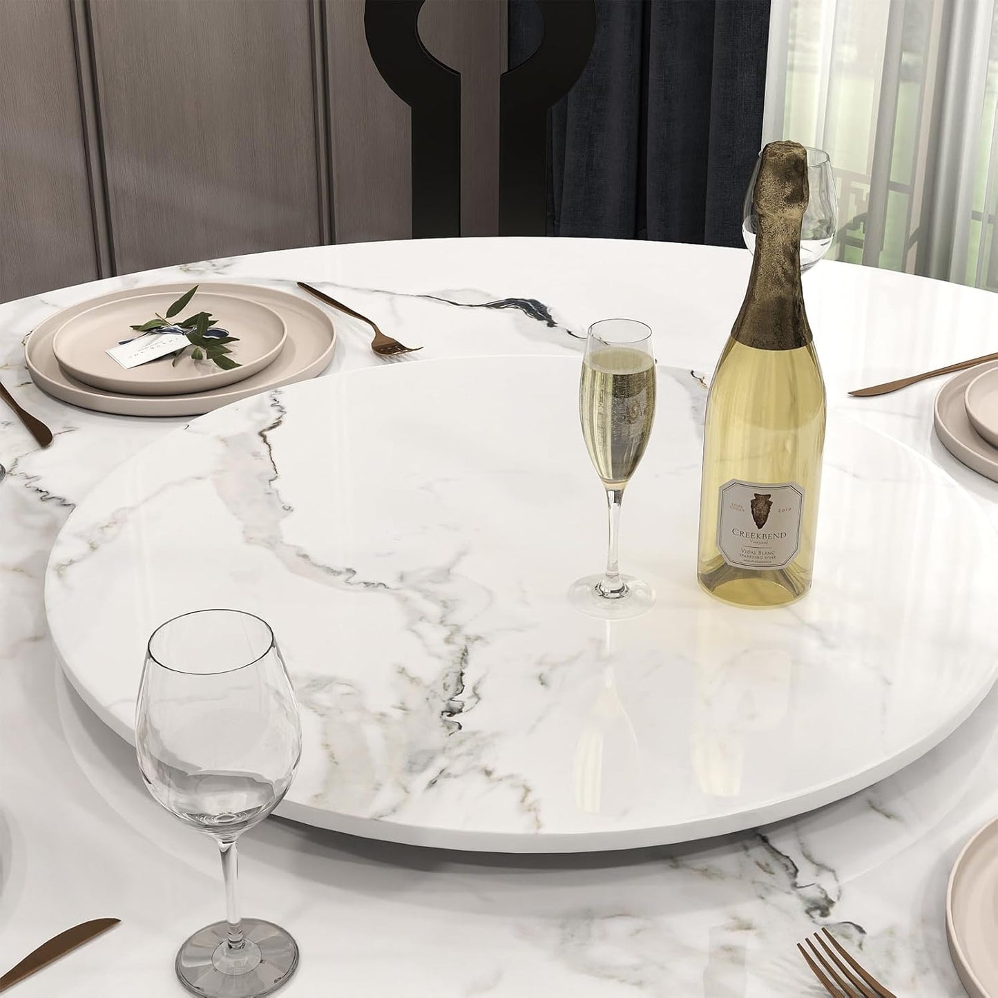 19.69" Lazy Susan for Table Top Sintered Stone Rotating Serving Tray for Dining Table, Kitchen Lazy Susan Organizer Spinning Rotating Food Server Party Centerpieces