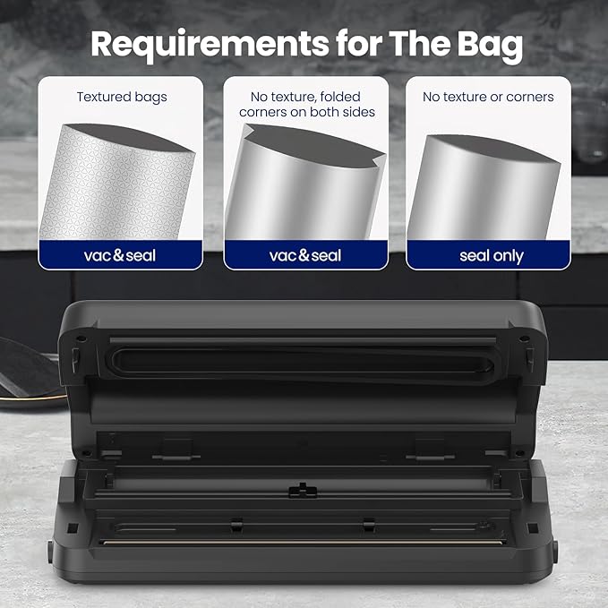 Vacuum Sealer Machine, 7-in-1 Vacuum Sealer for Food with Built-in Cutter and Bag Storage, Dry/Moist/Gentle Mode, Removable Drip tray, Complete Starter Kits