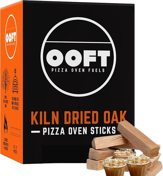 OOFT Pizza Oven Wood - 100% Kiln Dried Oak Cooking Wood - Perfect for Ooni, Gozney, Solo Stove & Other Brands - 12-14lb Box - High Heat & Slow Burn - Great for Grilling, Smoking, BBQ Wood (6 Inch)