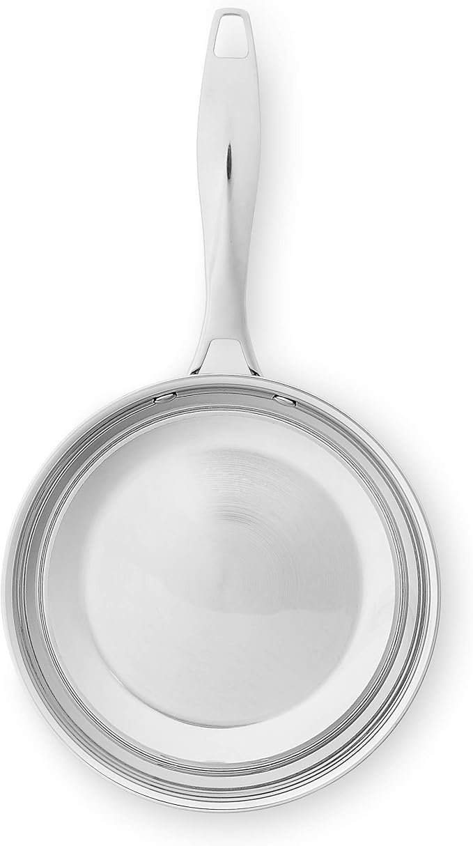 Amazon Basics 2-Piece Oven Safe, Riveted Handle Stainless Steel Induction Frying Pan Set - Silver, 8-inch & 10-inch