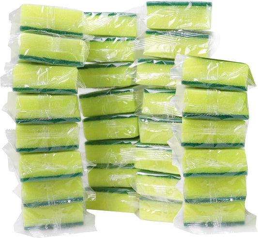 30 Pack Sponge Individually Wrapped, Non Scratch Scrouing Sponges for Household Cleaning, Dishes, Kitchen, Apartment, Car, Bike