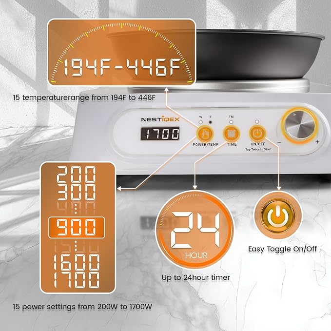 Induction Wok, 1700w Portable Electric Woks Single Burner Electric Cooktop Induction Heater With 13-inch Carbon Steel Wok