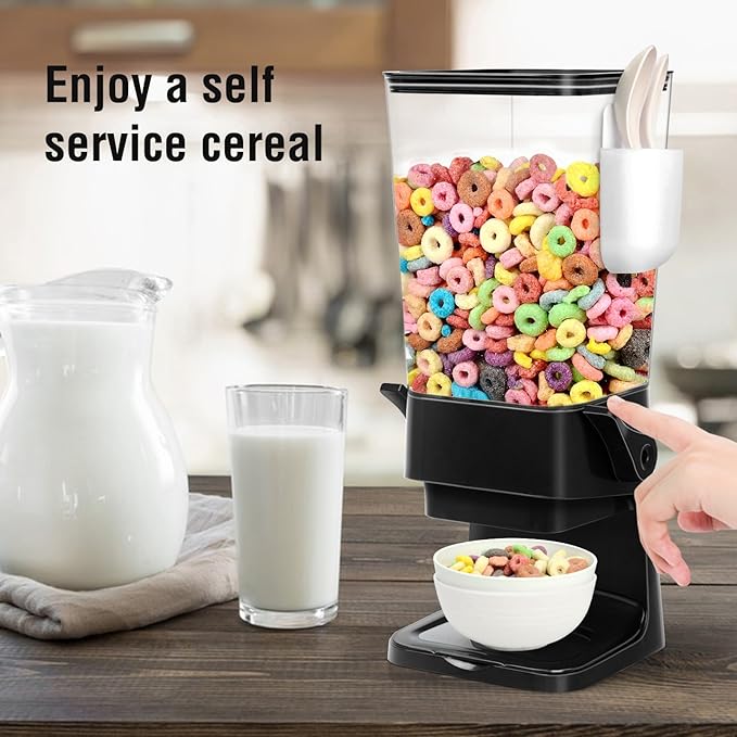 Cereal Dispenser Countertop with 2 Pack Bowls and Spoons 5.5 Qt Large Cereal Storage Container Holder for Pantry Dry Food Nut Dispenser Snack Candy Organizer Kitchen Organization for Oatmeal Granola