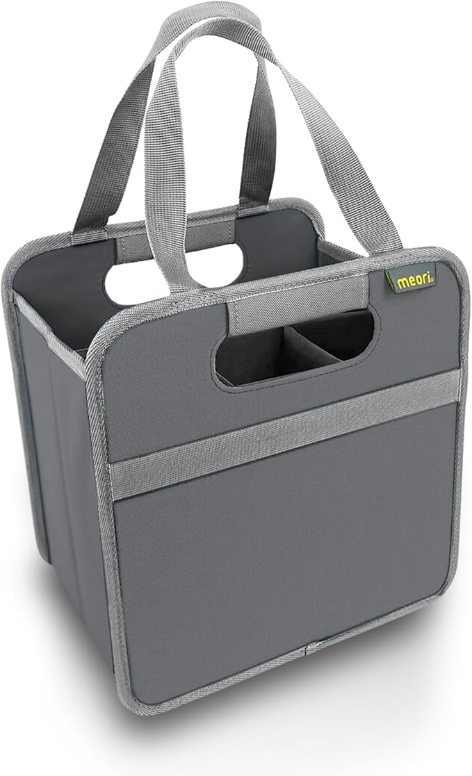 meori Foldable 6 Bottle Wine Tote Liquor Spirits Tastings Grocery Shopping Glass Dividers Travel Hostess Gift, granite grey (A100764)