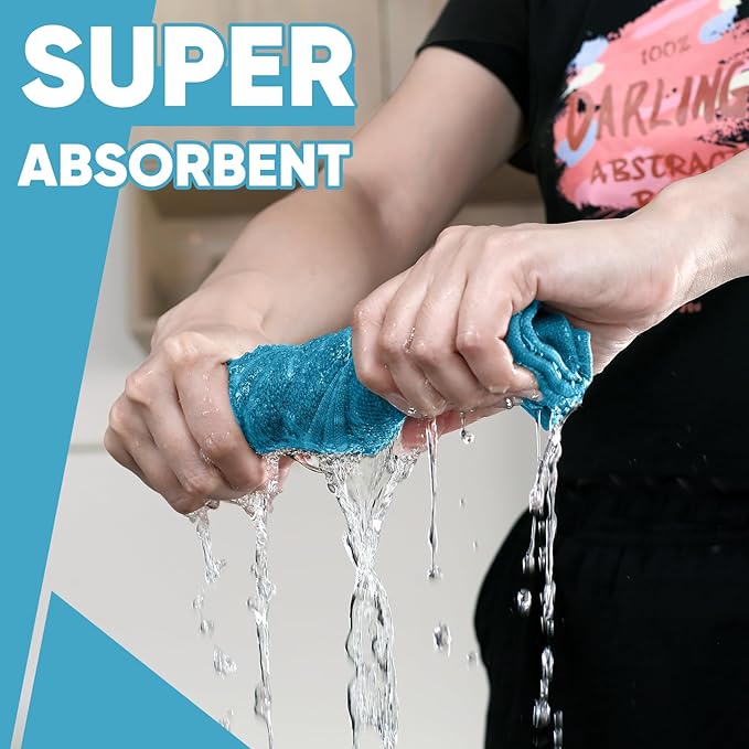 Oven Mitts Kitchen Towels Dishcloths with Pot Holders Sets 12PCS, Dish Towels Sets, Oven Gloves Pot Pads Heat Resistant 500 Degrees with Non-Slip Silicone Surface for Cooking Baking Grilling (Blue)