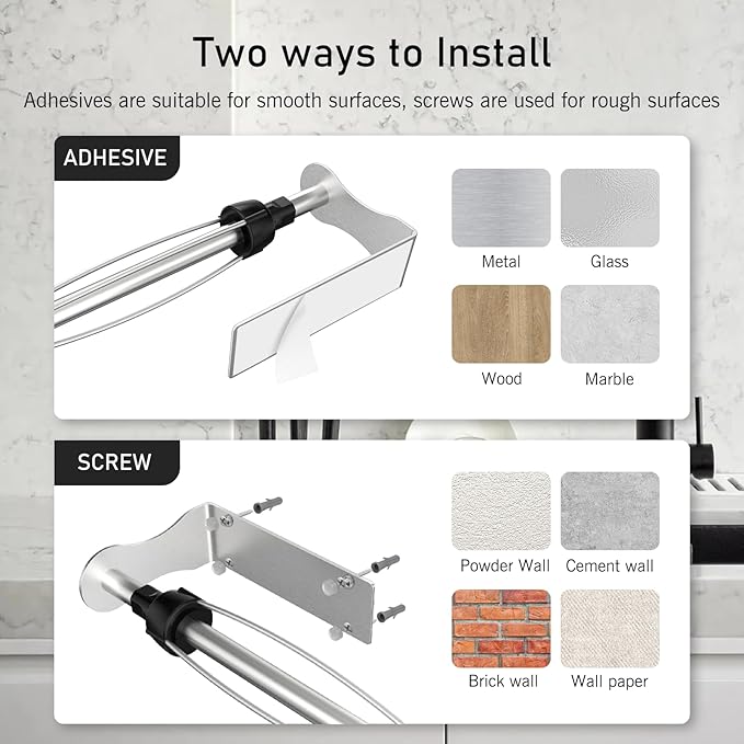 SetSail Paper Towel Holder Under Cabinet Single Hand Operable with Adjustable Damper Easy Tear Paper Towel Holder Wall Mount for Kitchen Bathroom, Adhesive or Screw, Silver