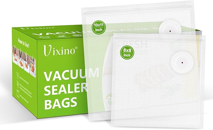 Vacuum Sealer Bags, 40 Reusable Vacuum Sealer Bags for Food, BPA-Free, Meal Prep and Sous Vide Cooking,Works for Handheld Sealer and Vac Sealer Machine with External Vacuum Systems