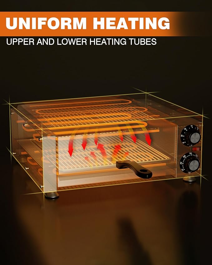 Wantjoin Pizza Oven Indoor - Electric Pizza Ovens Stainless Steel Commercial Countertop Pizza Maker Fits 12" Pizzas, With Timer Crumb Tray, 110W, For Home, Bars, Food Trucks