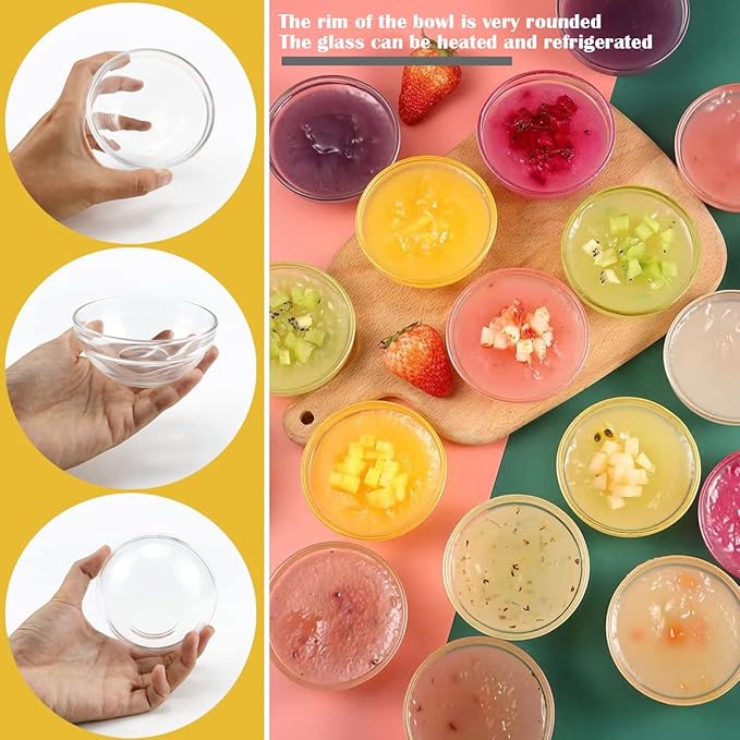 Set of 8 Clear Glass Mixing Bowls - 3.5 Inch Nesting Prep Bowls for Salad, Cereal, Ice Cream, Pasta, and Fruits - Perfect for Kitchen Use