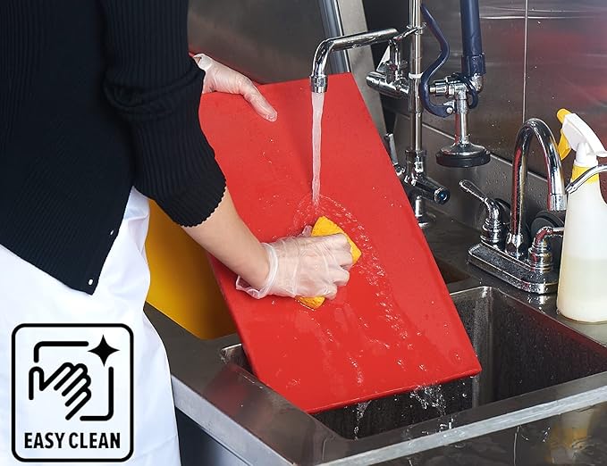 CURTA Cutting Boards for Kitchen, 24" x 18" x 0.5" Red Color Coded Plastic Chopping Board with Anti Slip Surface Dishwasher Safe