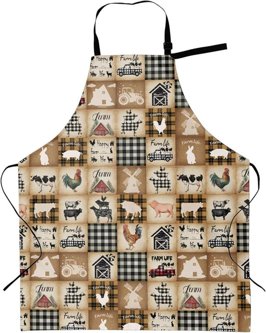 Funny Animal Apron with 2 Pockets Waterproof for Men Women Kitchen Garden Decor