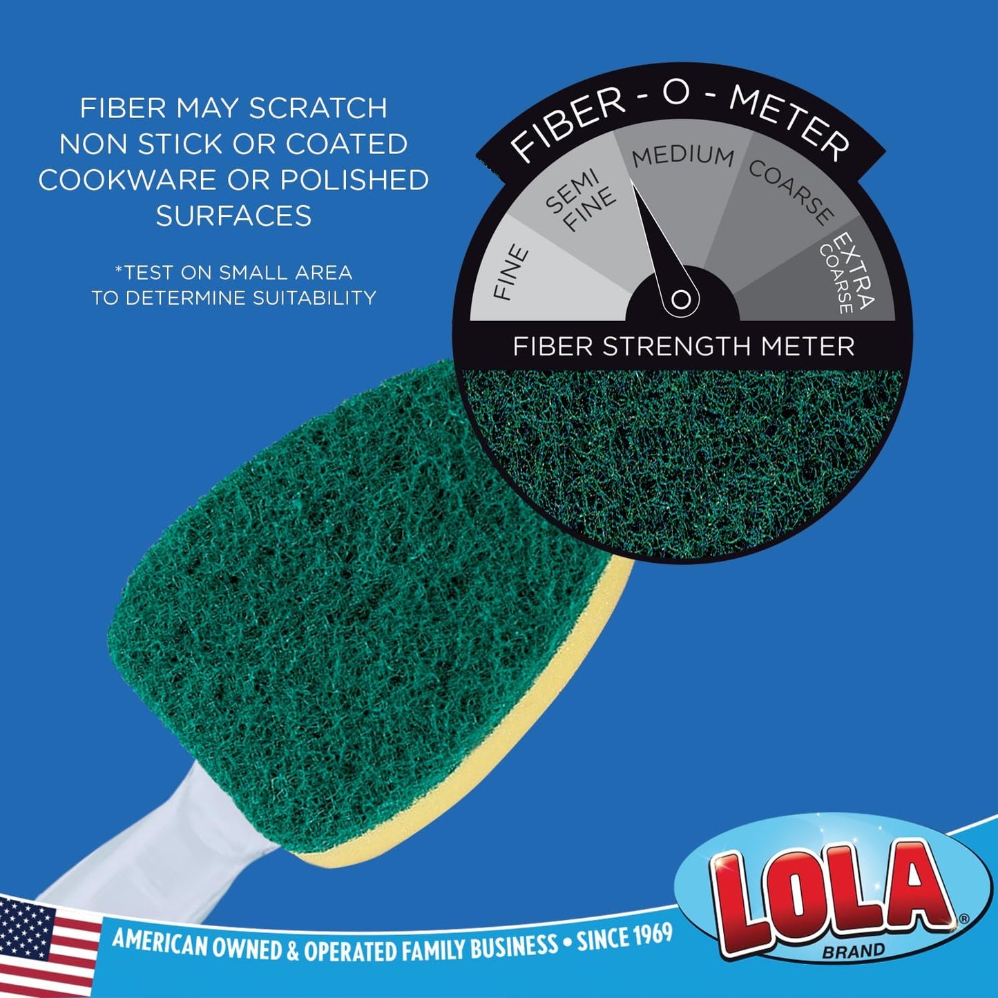 Lola Products Soap Dispenser Dish Wand Sponge Head Refills, Super Absorbent Scrubber, Non-Scratch, for Cleaning Dishes, Sinks and Cookware, 12 Pack