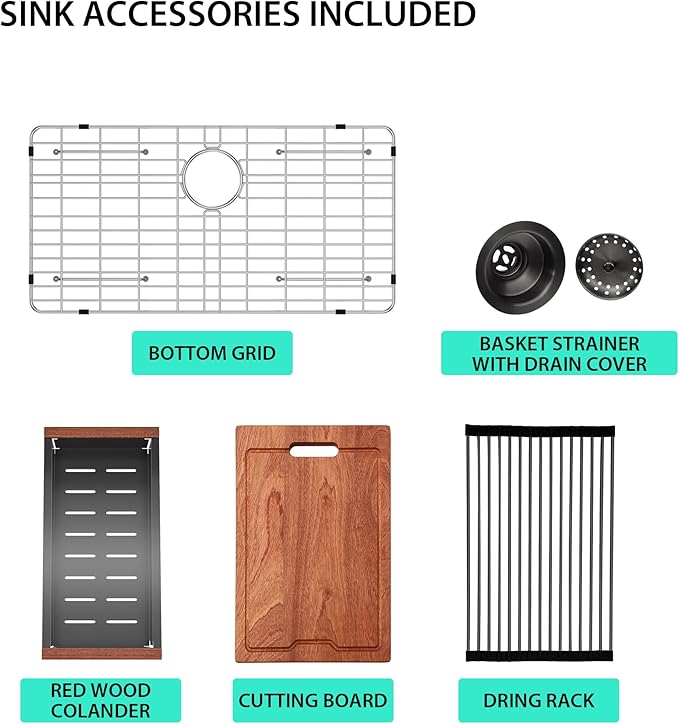 25 Black Kitchen Sink Drop In - LORDEAR 25x22 Inch Kitchen Sink Workstation Gunmetal Black 16 Gauge 304 Stainless Steel Topmount Overcounter Kitchen Laundry Utility Room Sink Basin