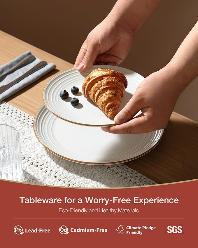 Famiware Jupiter Dinnerware Set, Plates and Bowls Dish Sets for 6 (18 Pieces), Microwave and Dishwasher Safe Stoneware Speckled Tableware, Chip and Scratch Resistant, White