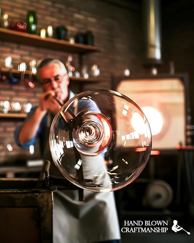 Hand-Blown 18OZ Crystal Wine Glasses Set of 4, Lead-Free Crystal Glasses with Unique Bottom Design for Red, White Wine, 530ml