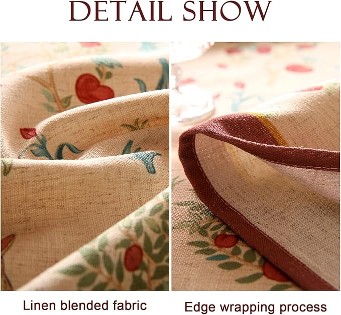 patdrea Designer Beige Tablecloth for Round Tables,Vintage Elegant French Linen with Trees and Kid Pattern Table Cloth,Farmhouse Table Cover Cloth Decor for Kitchen Dining Christmas,Diameter 55"