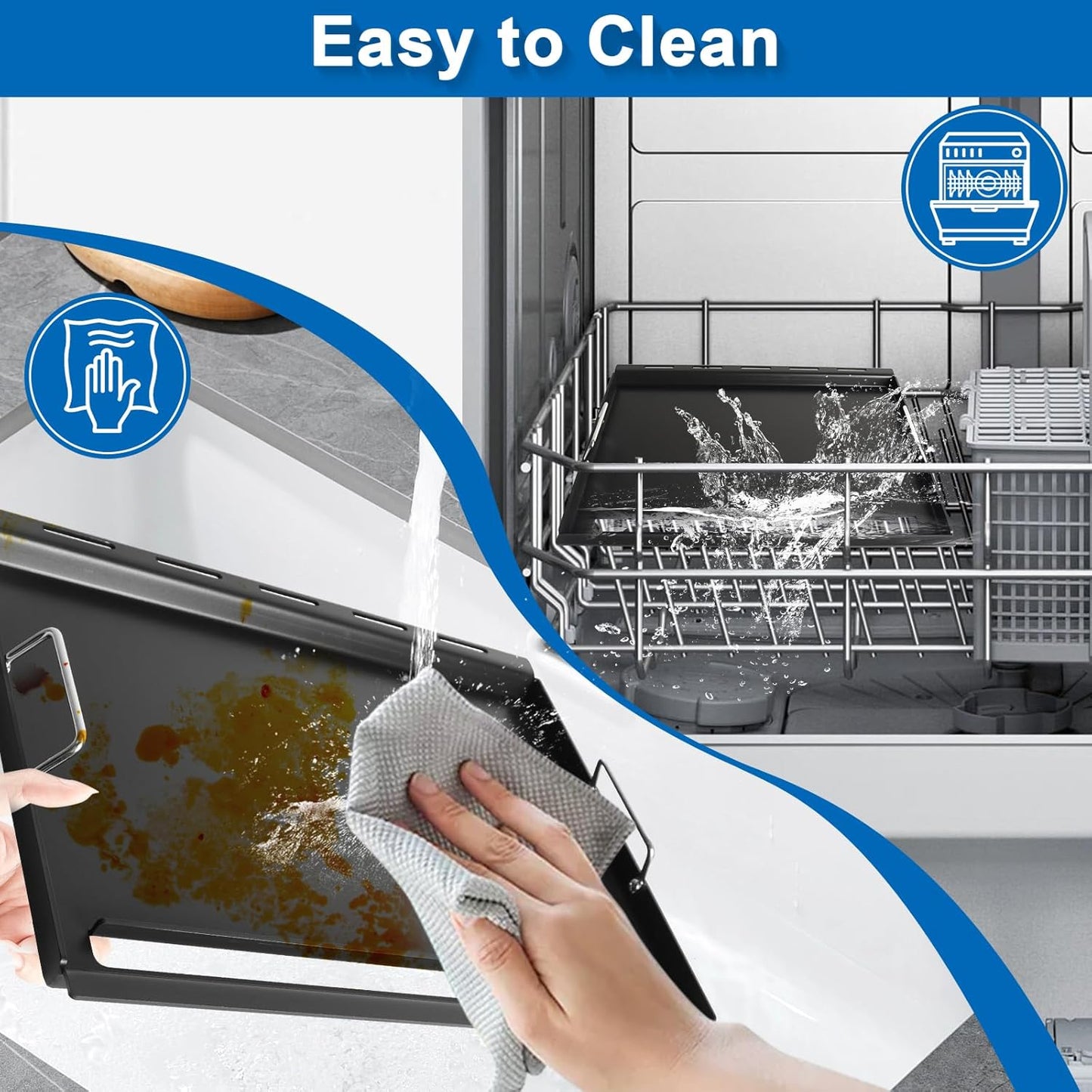 Full-Size Griddle Inserts for Weber Genesis 300 Gas Grills Flat Top Plate with Handles for Genesis E-310 S-310 E-320 S-320 E-330 S-330 EP-310 EP-320 EP-330 CEP-310 Replace for Weber 7524