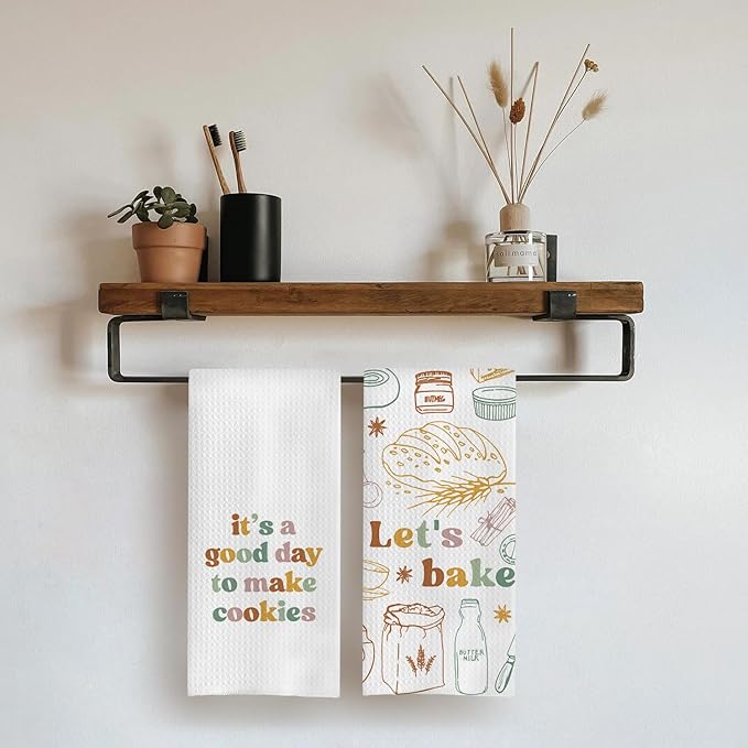 Baking Gifts Kitchen Towels Set of 2, Gifts for Bakers Cookie Lovers Cooks Dish Tea Towel for Kitchen Baking, It's a Good Day to Make Cookies Hand Towels, 16x24