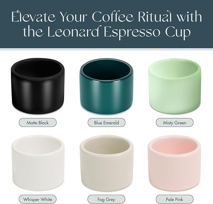 Folk Ceramics Leonard Ceramic Espresso Cups | Modern Stackable Demitasse Mugs for Espresso | Thick Walled, Handleless, Durable, Dishwasher & Microwave Safe | Set of 2, 3oz | Matte Black