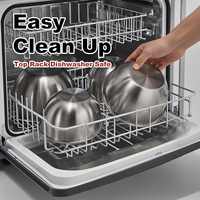 Stainless Steel Mixing Bowls, Three nested Large Mixing Bowls Stainless Steel with scale Perfect for Your Kitchen Needs Like Cooking,Baking, and Making Salads