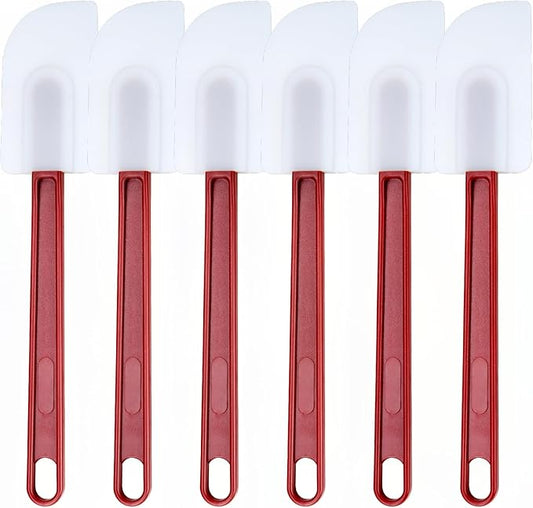 6 Pcs Commerical Rubber Spatula, 9.5-Inch Silicone Rubber Spatula Set High Heat Resistant, Commercial Grade Spatulas, Silicone Jam Scrapers for Baking, Nonstick & BPA-Free